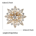 Elegant hollow gold flower brooch with sparkling rhinestones, 6.9cm size for women - Gold