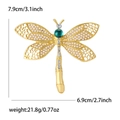 Broche de libélula vintage dorado con perlas y piedra esmeralda para chaquetas mujer - Dorado