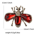 Spilla coleottero in bronzo vintage con gemme rosse e accenti in cristallo lucido - Rosso