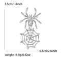 Silver spider web brooch pin for suits, minimalist alloy jewelry 3.5x6.5cm, 11.9g - Silver