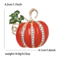 Broche de calabaza de Halloween de aleación con esmalte rojo y brillantes diamantes blancos - Naranja