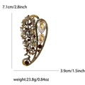 Broche vintage en or avec strass ambrés et détails de dimensions du produit - Champagne