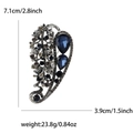 Broche feuille vintage en alliage argenté et strass bleus pour tailleur, 7,1cm x 3,9cm de taille - Bleu