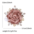 Pink fabric rose brooch with rhinestones and pearls, size 5.0x5.1cm for women suits - Pink