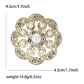 Elegante broche de flor con cristales y perla para chaquetas y abrigos de mujer - Dorado
