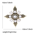 Vintage gold alloy baroque cross brooch with white pearls and rhinestones 4.6cm size - Cross Star Style (金色4739-GD) / Gold
