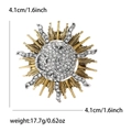 Vintage sunburst rhinestone brooch with star and moon design in gold and silver finish - Two-tone Gold Silver