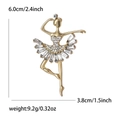 Elegant gold plated ballet dancer brooch with sparkling crystals measuring 6.0cm by 3.8cm - Gold (MM-BR-4759-GD)