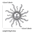 Spilla sole in argento lucido con perla grigia per abiti, diametro di 4,5 cm - Argento