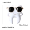 Creative enamel tooth brooch wearing sunglasses with size and weight measurements - Gold