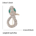 Spilla a forma di serpente dorata con strass bianchi e occhi verdi, 3,9 cm x 2,3 cm - Oro