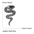 Spilla a serpente argento con strass grigi e dimensioni indicate in cm e pollici - Canna di fucile