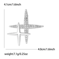 Zilveren dubbele ster broche met strassteentjes voor dames, maat 4,1 cm x 4,0 cm - Zilver