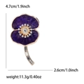 Mohnblume Brosche aus lila Emaille mit Kristallen auf goldener Legierung für Damen - Lila