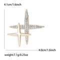 Elegante dubbele sterrenbroche met strass voor damesjassen, goudkleurig, 4,1 cm groot - Goud
