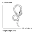 Zilveren slangenbroche met strass-steentjes en zwarte edelstenen ogen van 4,7 x 2,0 cm - Zilver