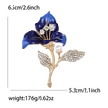 Elegante spilla a fiore in smalto blu con placcatura in oro e cristalli, 6,5x5,3 cm - Blu