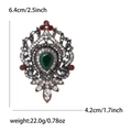 Vintage palace style alloy brooch with emerald green gem and rhinestones for women suit - Red (1213-RD)