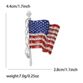 Creative American flag alloy enamel brooch with sparkling crystals for men and women - Silver