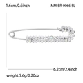 Silver safety pin brooch with sparkling rhinestones, 6.2cm long fashion accessory - Silver