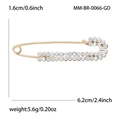 Golden alloy safety pin brooch with rhinestones measuring 6.2cm for women's fashion - Gold
