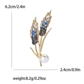Spilla chic a spiga dorata con cristalli blu e perla per abiti eleganti da donna - Blu (4495-BL)