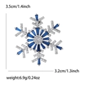 Spilla a fiocco di neve con pietre blu e cristalli, dimensioni 3,5 cm x 3,2 cm - Blu 8533-BL
