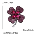 Exquisito broche de trébol con diamantes de imitación púrpuras y piedras rosas en aleación - Rosa Rojo