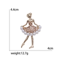 Detailed size view of ballet girl brooch with amber rhinestones and white pearls - Gold Style (0234-GD)
