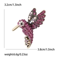 Broche de colibrí con diamantes de imitación rosas y aleación de plata antigua 3,2x3,8cm - Morado