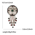 Vintage alloy round brooch with emerald rhinestones and dangling fringe tassel chains - Gold Multicolor Tassel Style (MM-BR-2156)