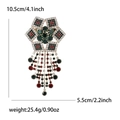 Broche vintage à pampilles dorées avec strass colorés et mesures indiquées - Gland Multicolore Doré