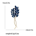 Eleganter Ähren-Anstecker aus Goldlegierung mit marineblauen Kristallen für Damen - Dunkelblau
