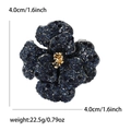 Deep blue peony flower brooch with sparkling rhinestones and golden pistil on white background - Peony Style (Blue 4894-BL) / Blue