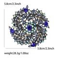 Dettaglio della spilla a corona con strass vintage, diametro 5,8 cm e peso indicato - Blu 4873-BL