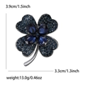 Broche trébol de cuatro hojas con cristales azul marino para mujer, 3,9cm x 3,3cm - Azul