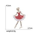 Elegant gold dancing ballerina brooch with red rhinestones and white pearls, 4.5cm tall - Red Style (0234-RD)