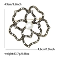 Elegant hollow floral alloy brooch with white pearl and rhinestones 4.9cm diameter - Gold