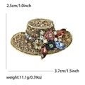 Spilla vintage a forma di cappello in lega con strass colorati e misure dettagliate - Oro