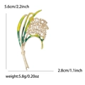 Elegant gold alloy rice stalk brooch with green and yellow enamel for women's suits - Yellow