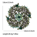 Spilla vintage a ghirlanda di grano con strass verdi, diametro 5,8 cm, peso 28,3 g - Verde 4873-GN