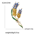 Elegant gold wheat brooch with blue and yellow crystals and green enamel leaves - Blue and Yellow (Top Blue Bottom Yellow)