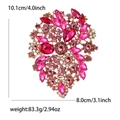 Luxurious large gold alloy brooch with pink crystals and rhinestones for women suits - Pink