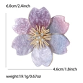Elegant purple acrylic flower brooch with gold stamen and rhinestones for women - Purple