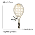 Golden tennis racket brooch with sparkling rhinestones and white enamel ball design - Gold (4893-GD)