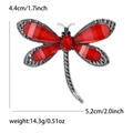 Dragonfly brooch in bright red and silver grey with sparkling rhinestones and red stones - Red