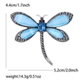 Elegant blue dragonfly brooch with resin wings and rhinestones for women's suits - Blue