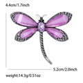Fashion dragonfly brooch with purple resin stone and black crystals on alloy base - Purple