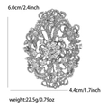 Spilla vintage in lega d'argento con strass per abiti, dimensioni 6,0x4,4cm - Color Argento (Bianco)