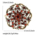 Vintage Brosche mit roten Straßsteinen und Hohlmuster, 5,9cm Höhe Größenbeschreibung - Rot
